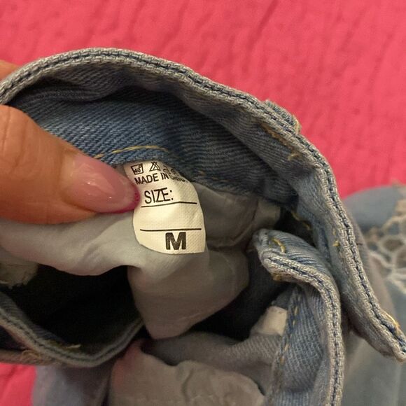 Women's Lace Overlay Jeans, M - Picture 7 of 7